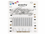 METTALIC CANDLES WITH HAPPY BIRTHDAY TOPPER