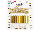 METTALIC CANDLES WITH HAPPY BIRTHDAY TOPPER