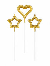 METTALIC HEART AND STARS OULINE CANDLES