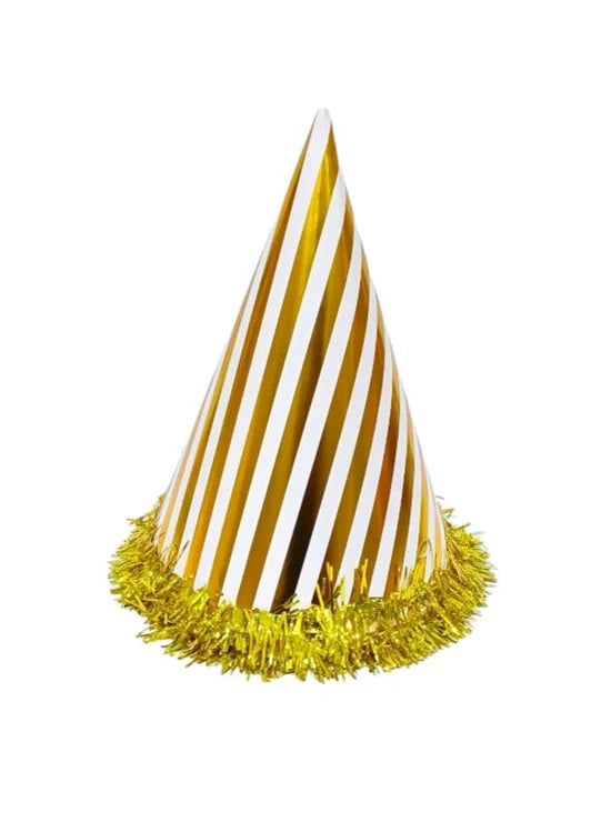 GOLD/SILVER POLKA DOTS / ZIGZAG / STARS STAMP HAT