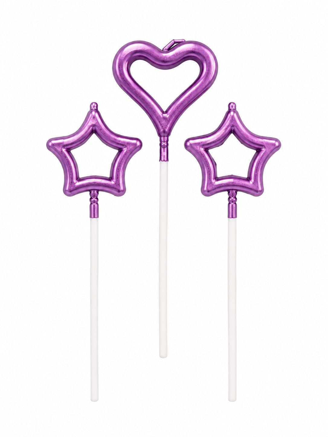 METTALIC HEART AND STARS OULINE CANDLES