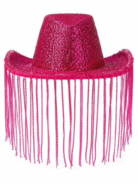 METTALIC FRINGE COW GIRL HAT