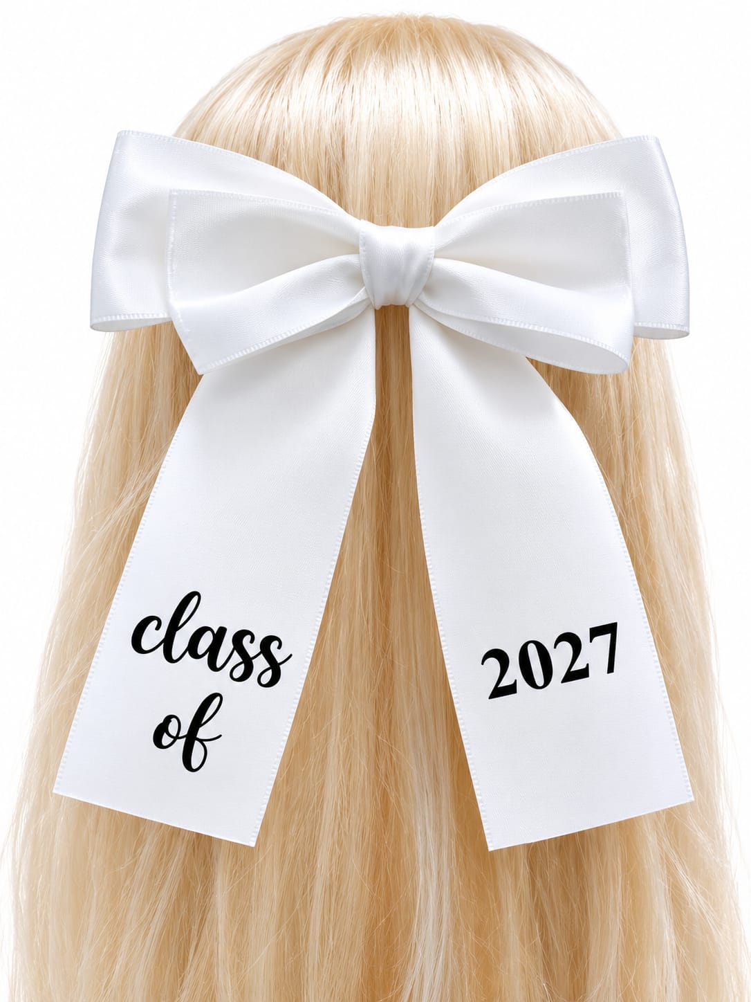 CLASS OF 2027 BOW CLIP WHITE