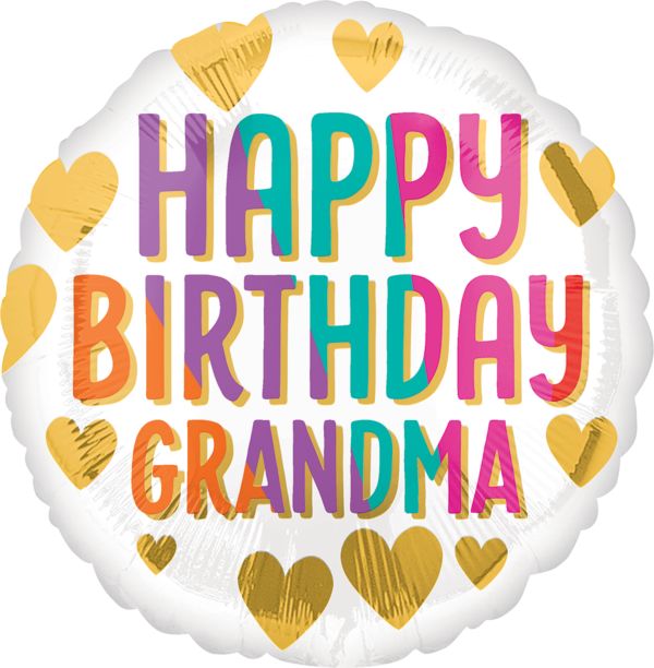 Happy Birthday Grandma Gold Hearts Balloon