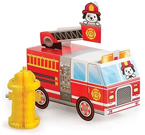 Flaming Fire Truck Three Dimensional Centerpiece