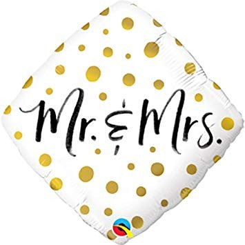 Mr. and Mrs. Gold Dot Balloon