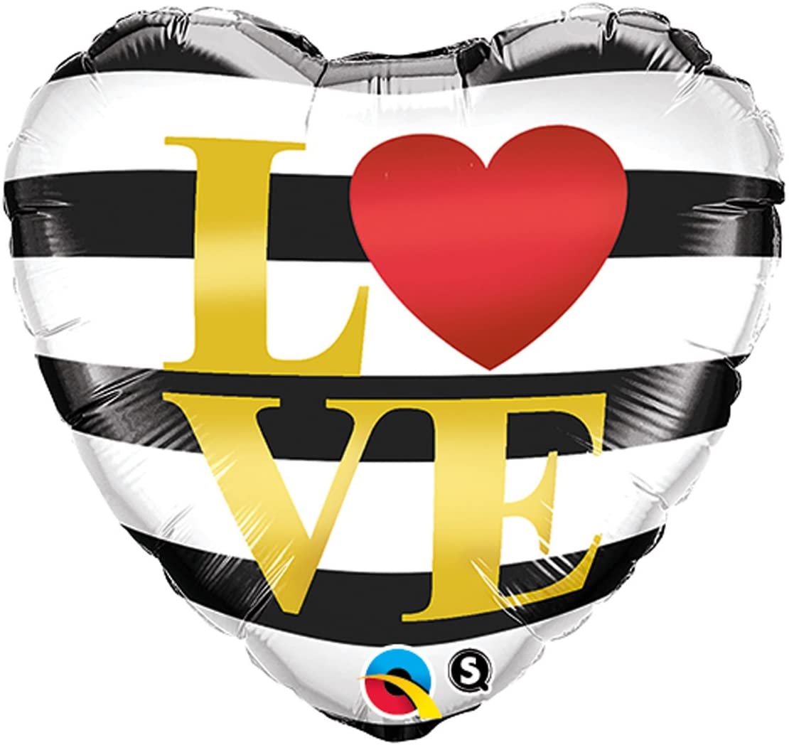 Heart Love Horizontal Stripes Foil Balloon