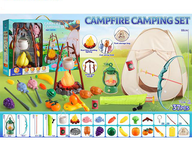 37PCS CAMFIRE CAMPING SET WITH LIGHT/MUSIC