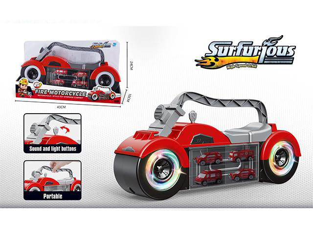 FIREFIGHTER CARS W MOTORCYCLE STORAGE BOX