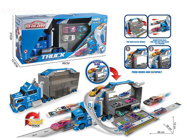 POLICE CONTAINER STORAGE EJECTION ALLOY CAR SET