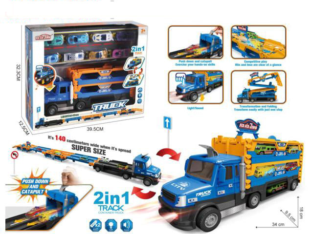 TRANSPORT TRUCK WITH 8 SMALL CARS