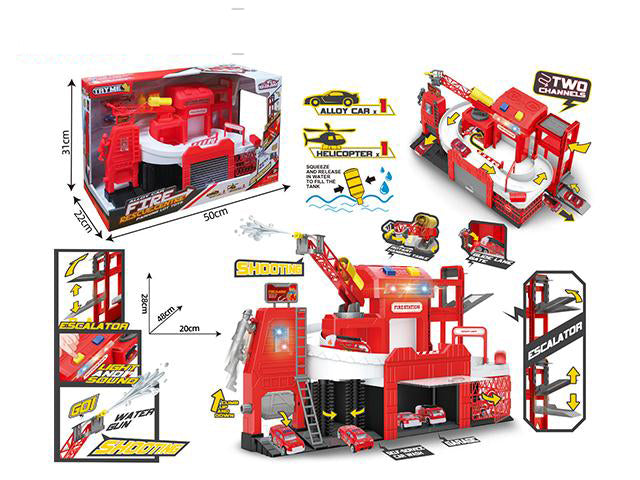 FIRE FIGHTER STATION GARAGE SET WITH LIGHT AND MUSIC(WITHOUT BATTERY)