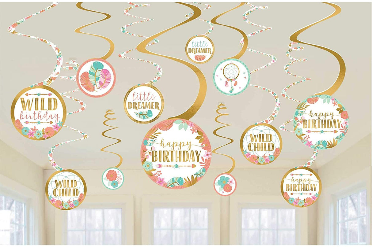 BOHO BDAY SPIRAL DECORATION