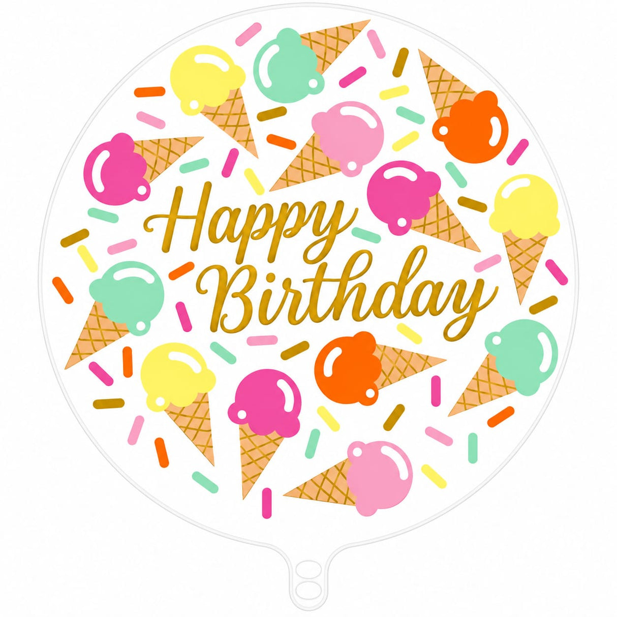 18" ROUND HAPPY BIRTHDAY ICE CREAM CONE
