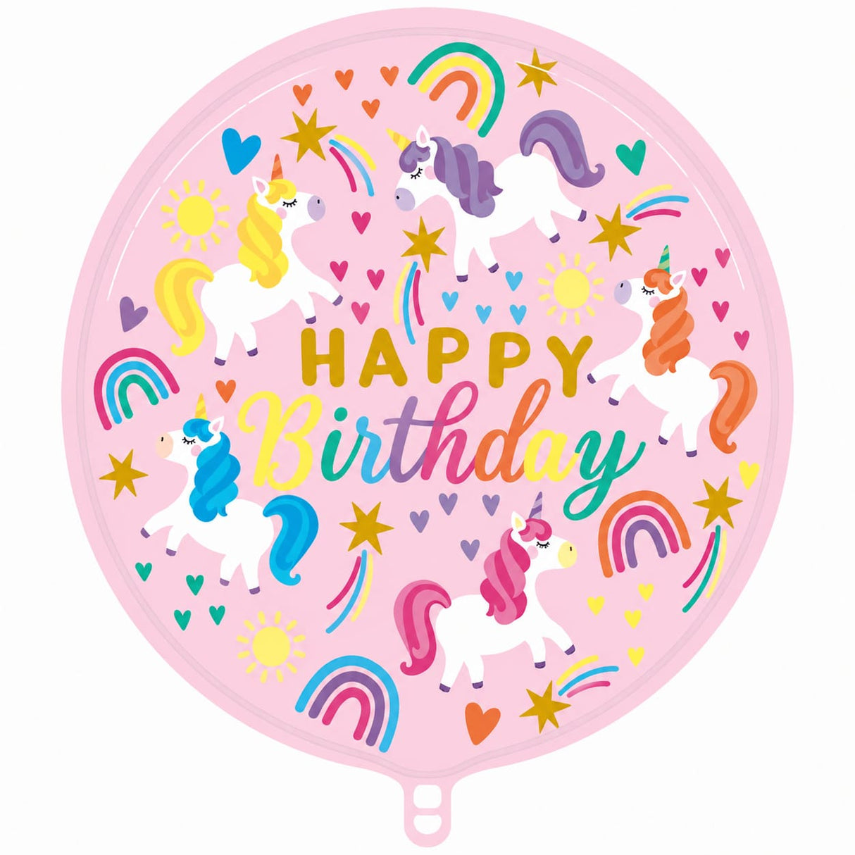 18" ROUND CUTE UNICORNS HAPPY BIRTHDAY