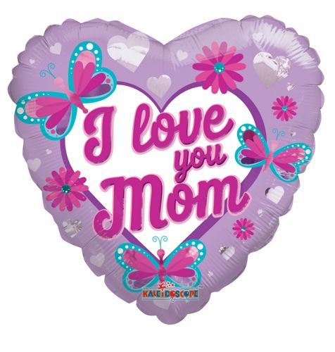 I Love You Mom Butterflies Balloon