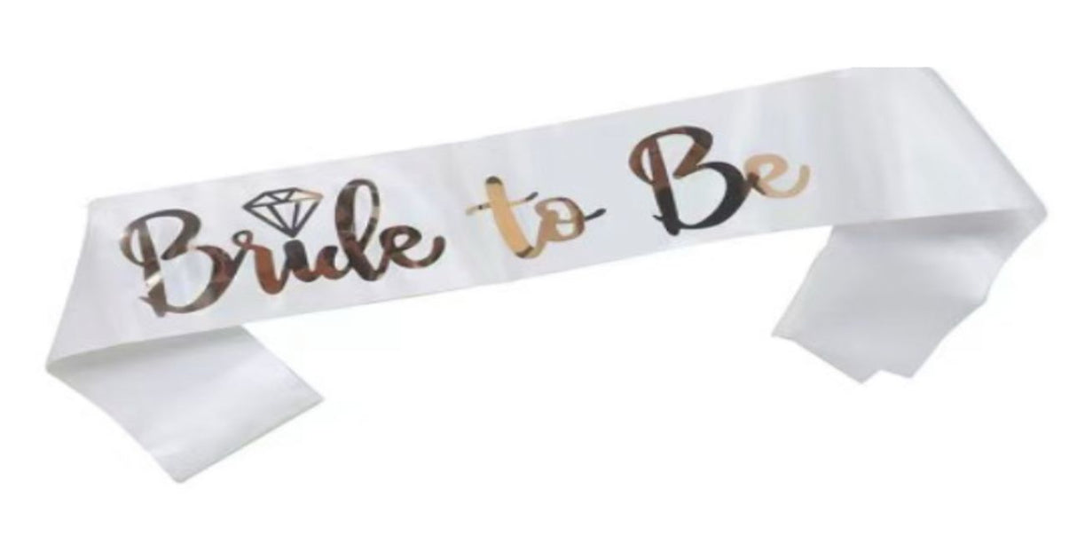 Gold Bride To Be White Sash