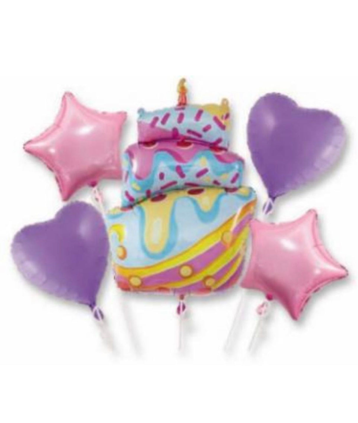 HAPPY BIRTHDAY PINK CAKE BALLOON BOUQUET
