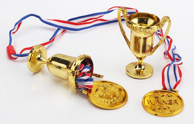 Plastic medal and trophies