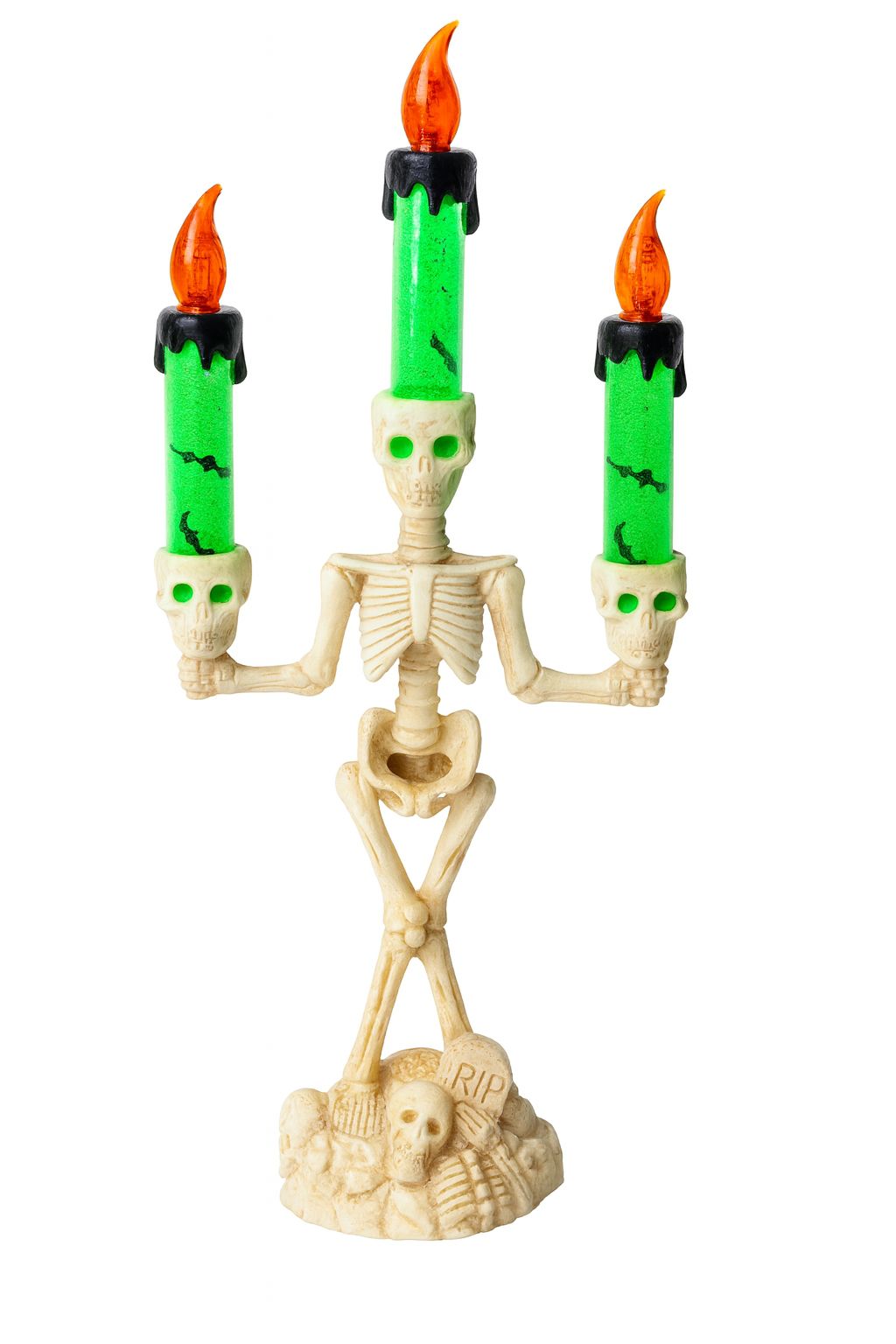 HALOOWEEN SKULL TABLE PIECE WHITE AND GREEN