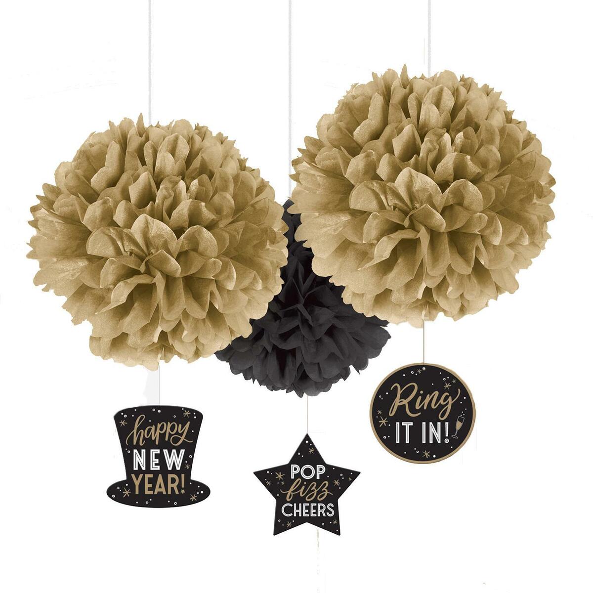 HAPPY NEW YEAR 3 FLUFFY DECORATION